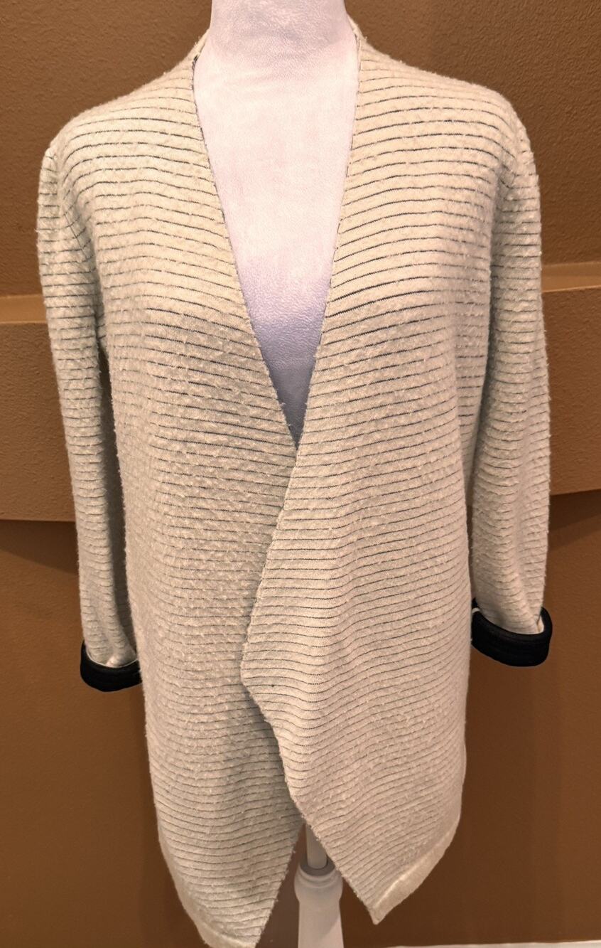 Alice + Olivia Ombre Cardigan Novelty Cascade Wool Blend Cream Black Size M